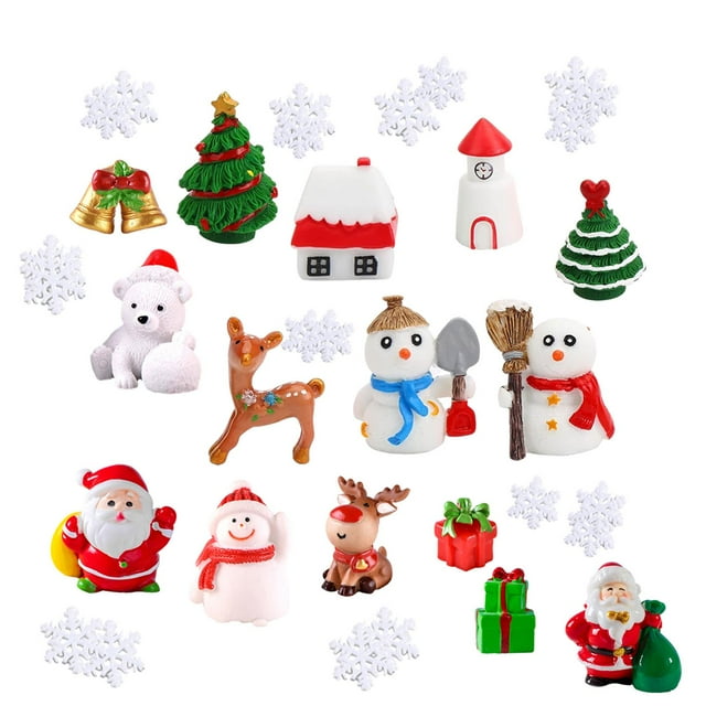 35x Kits de adornos en miniatura de Navidad, figuritas de Navidad, suministros para fiestas, de Navidad de Papá Noel en miniatura para regalo de