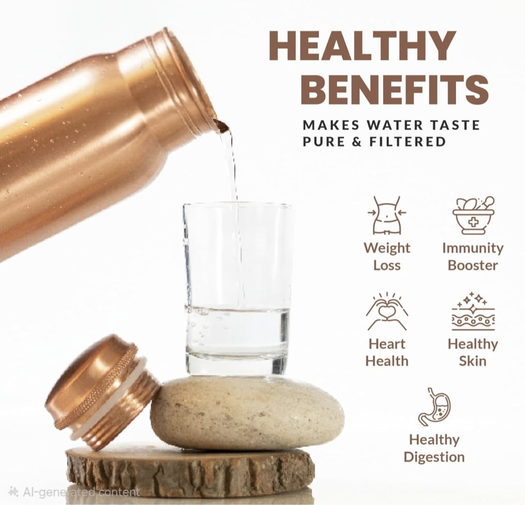 WellSip Copper Bottel | 100% Pure Copper Water Bottle 1000 ML