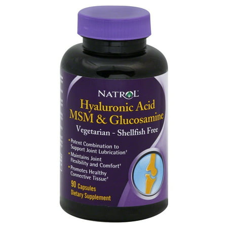 Natrol Acide Hyaluronique MSM et Glucosamine capsules végétariennes, 90 Ct