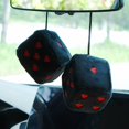 thumbnail image 3 of Dados de felpa de doble pasta para espejo retrovisor de coche, dados decorativos en forma de corazón cuadrado retro, accesorios colgantes para coche, decoración femenina para coche (negro), 3 of 3