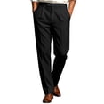 thumbnail image 3 of Atkumj Suit Pants Men with Pockets Comfortable Great Drape Double‑Pleated Button Slacks Casual Loose Solid Color Straight Leg Trousers for Men for Office Daily 2XL, 3 of 7
