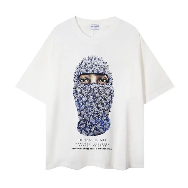 Camiseta para Hombre 2024 Camiseta para Hombre Carta enmascarada Estampado para Hombre Casual Manga Corta Algodón Suelto Manga Corta Top