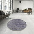 thumbnail image 4 of Ahgly Company Machine Washable Indoor Round Abstract Lavender Purple Area Rugs, 4' Round, 4 of 7