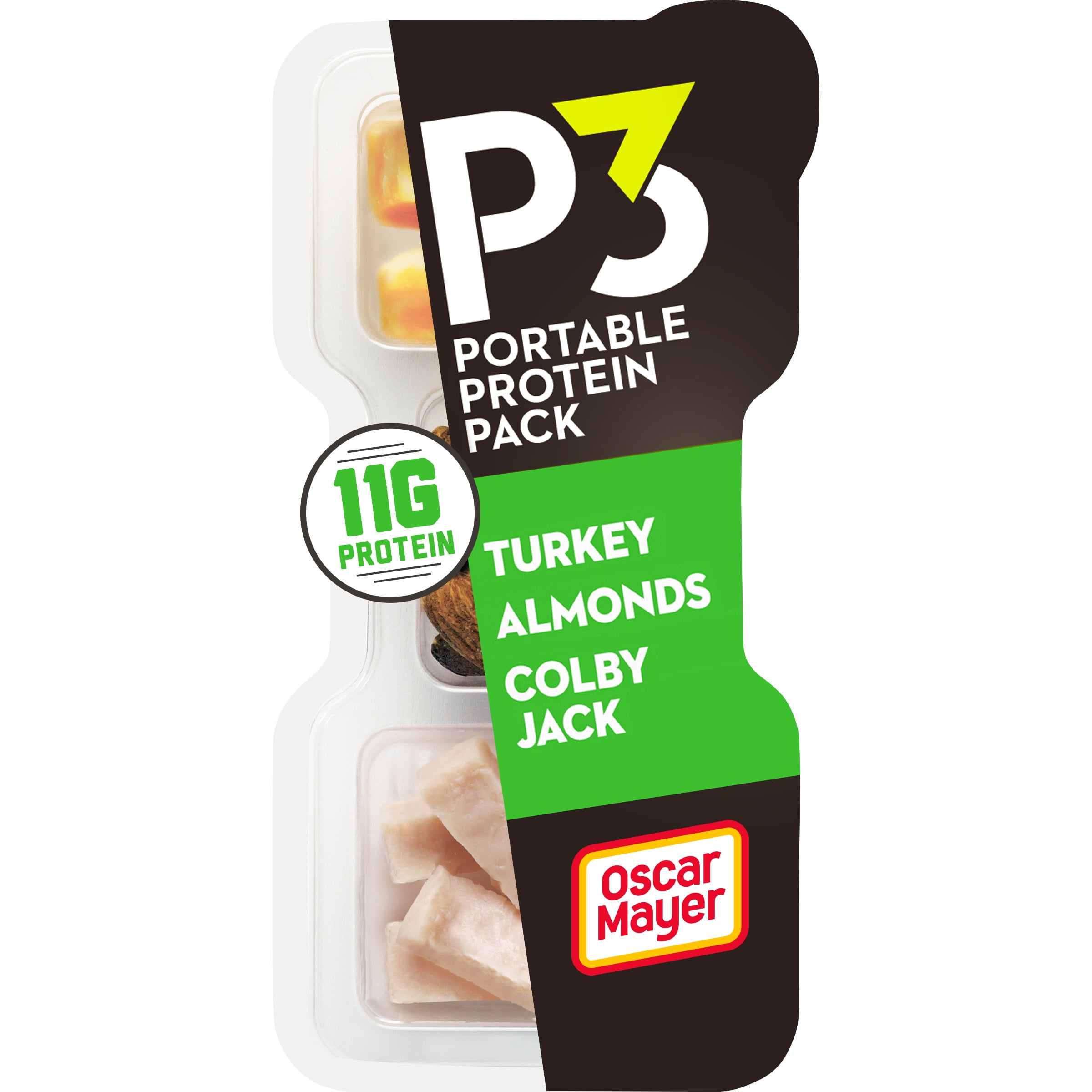 P3 Turkey, Almonds & Colby Jack Cheese Protein Snack Pack, 2 oz Tray