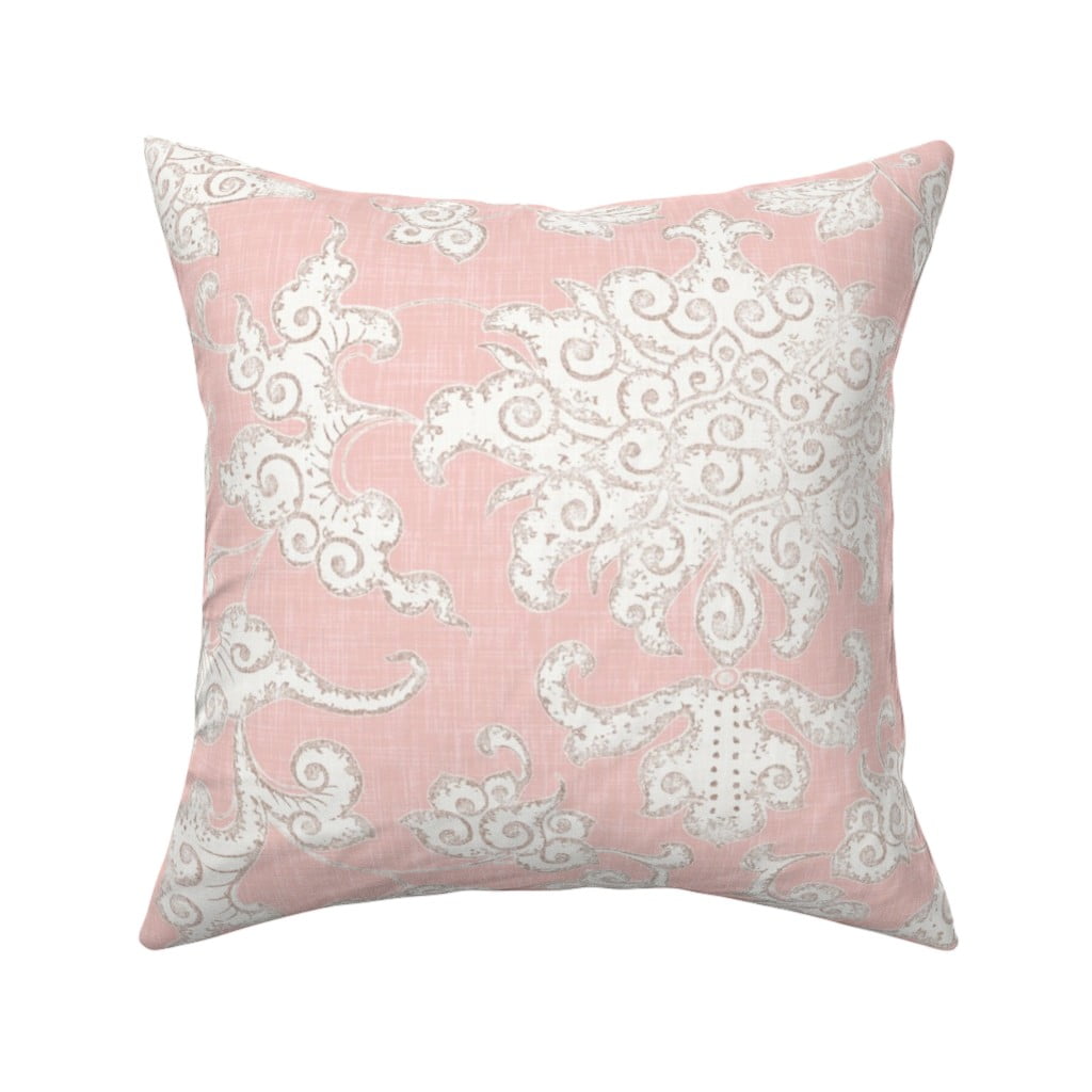 Juniper Florals Pink Cheater Throw Pillow Cover w Optional Insert by Roostery 