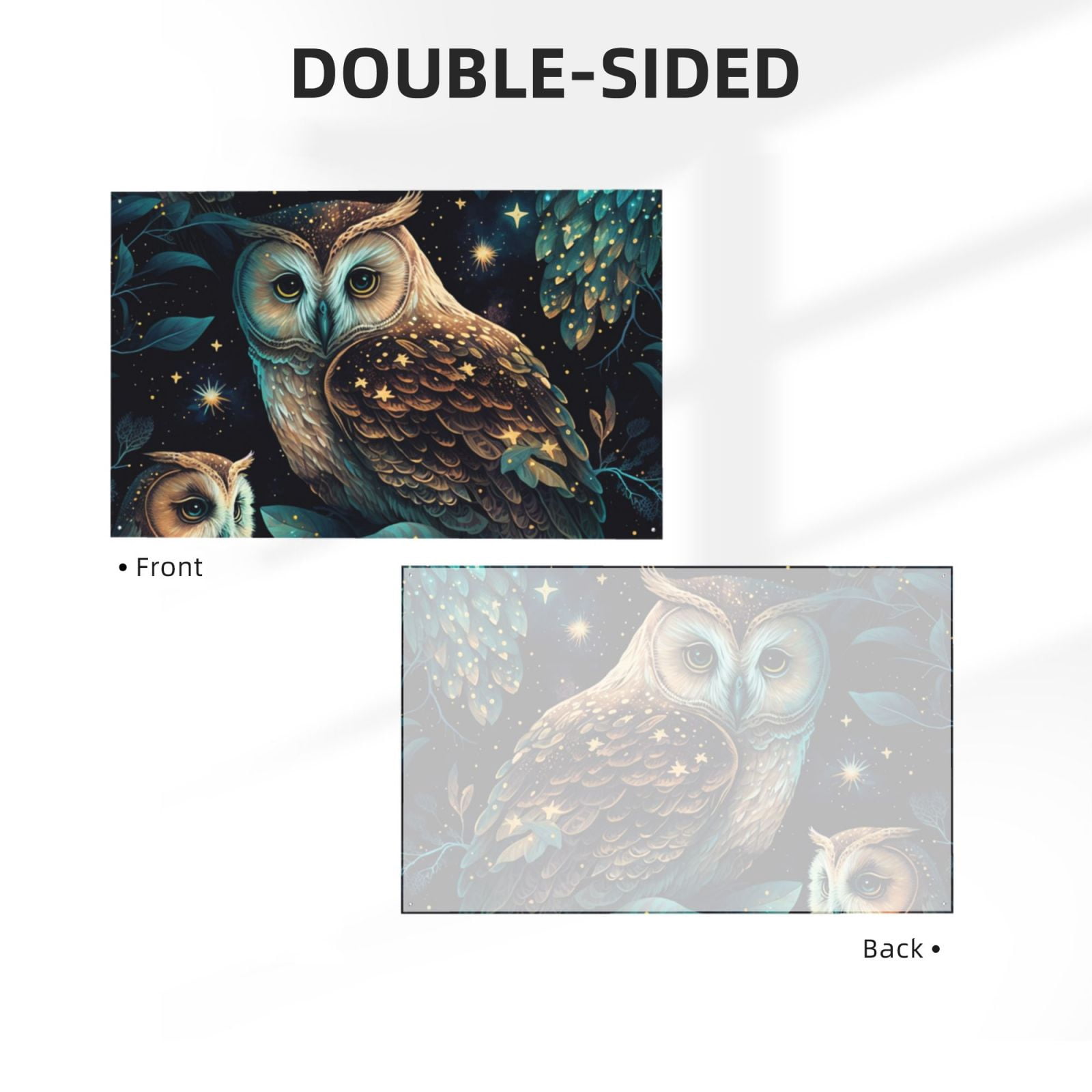 Owl Starry Sky Art Four Hole Decorated Banner Flag for Garden Yard Home Decoration Indoor Outdoor 4x6 Ft