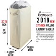 thumbnail image 4 of Hamper Rolling Tall Slim Hamper with Washable & Breathable Mesh Liner Waterproof & Dustproof Cart on Wheels (Beige), 4 of 8