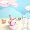thumbnail image 1 of Lámpara de escritorio rosa para niños, linda lámpara LED para niñas con puerto de carga USB y soporte para bolígrafo y teléfono celular, 2 modos de color, lámpara de escritorio par, 1 of 5