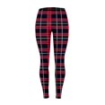 thumbnail image 4 of Yoga Pants Women Plaid Print Elastic Lightweight Leggings Cozy Soft Casual Tights Tummy Control Activities Trousers Red L, 4 of 4