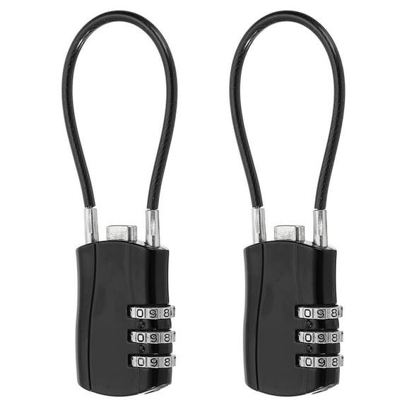 Uxcell Luggage Travel Lock, Digit Cable Combination Lock Width Body with Long Cable Black 5"