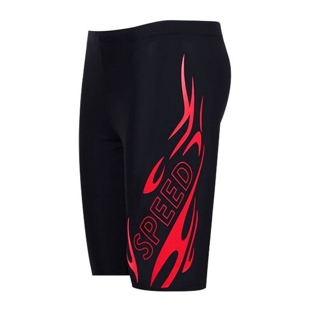 Bañador de pierna larga con estampado de fuego colorido, moderno, ajustado, cómodo, de talla grande, con cordón, equipo de natación, conjunto de gafas de natación