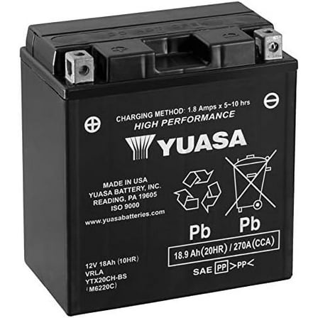Yuasa YUAM6220C High Performance Maintenance Free Battery - YTX20CH-BS