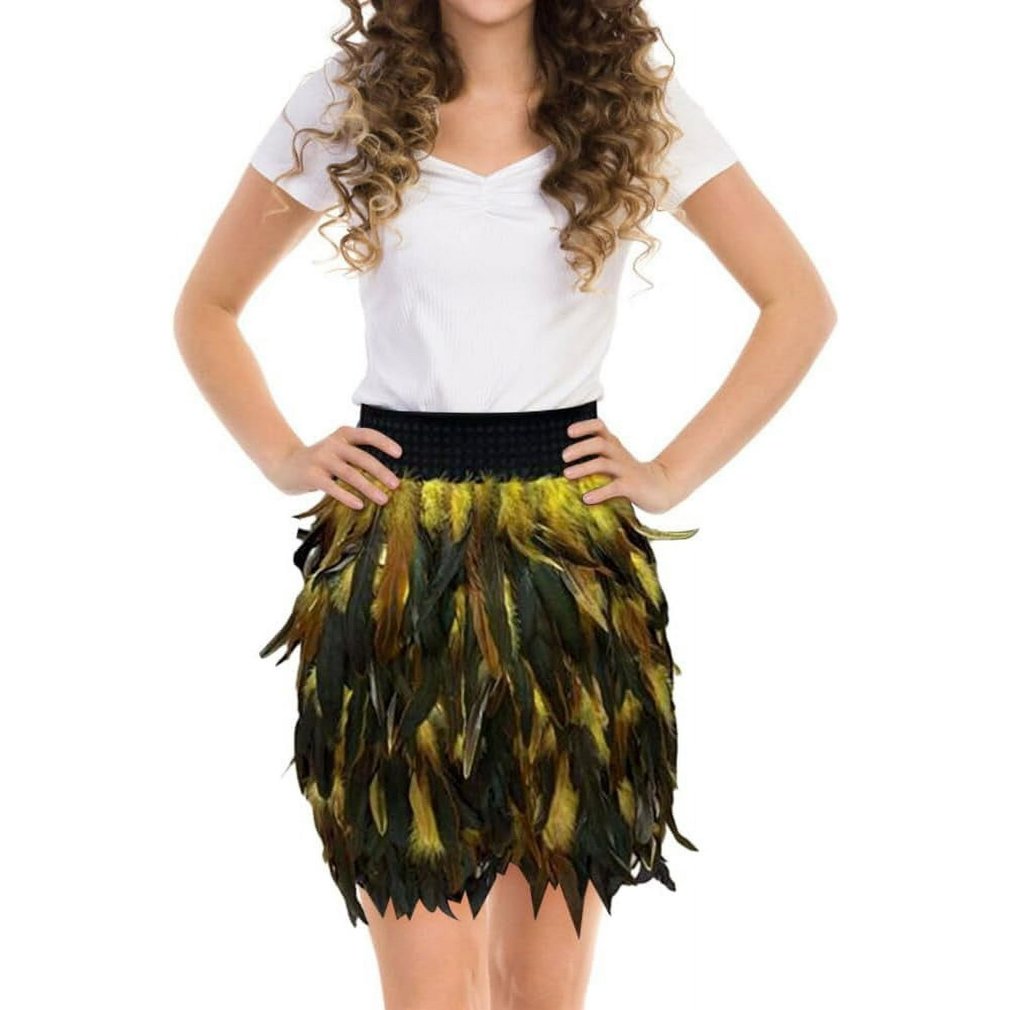 SAYDY Womens Feather Skirt Fashion Short Mini Feathered Skirt Costume Skirt for Carnival Party Cocktail Wedding Halloween 0601M