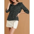 thumbnail image 6 of INSPIRE CHIC Women's Ruffle Lapel Collar Heart Print Button Down Elbow Sleeve Shirt Black L, 6 of 7