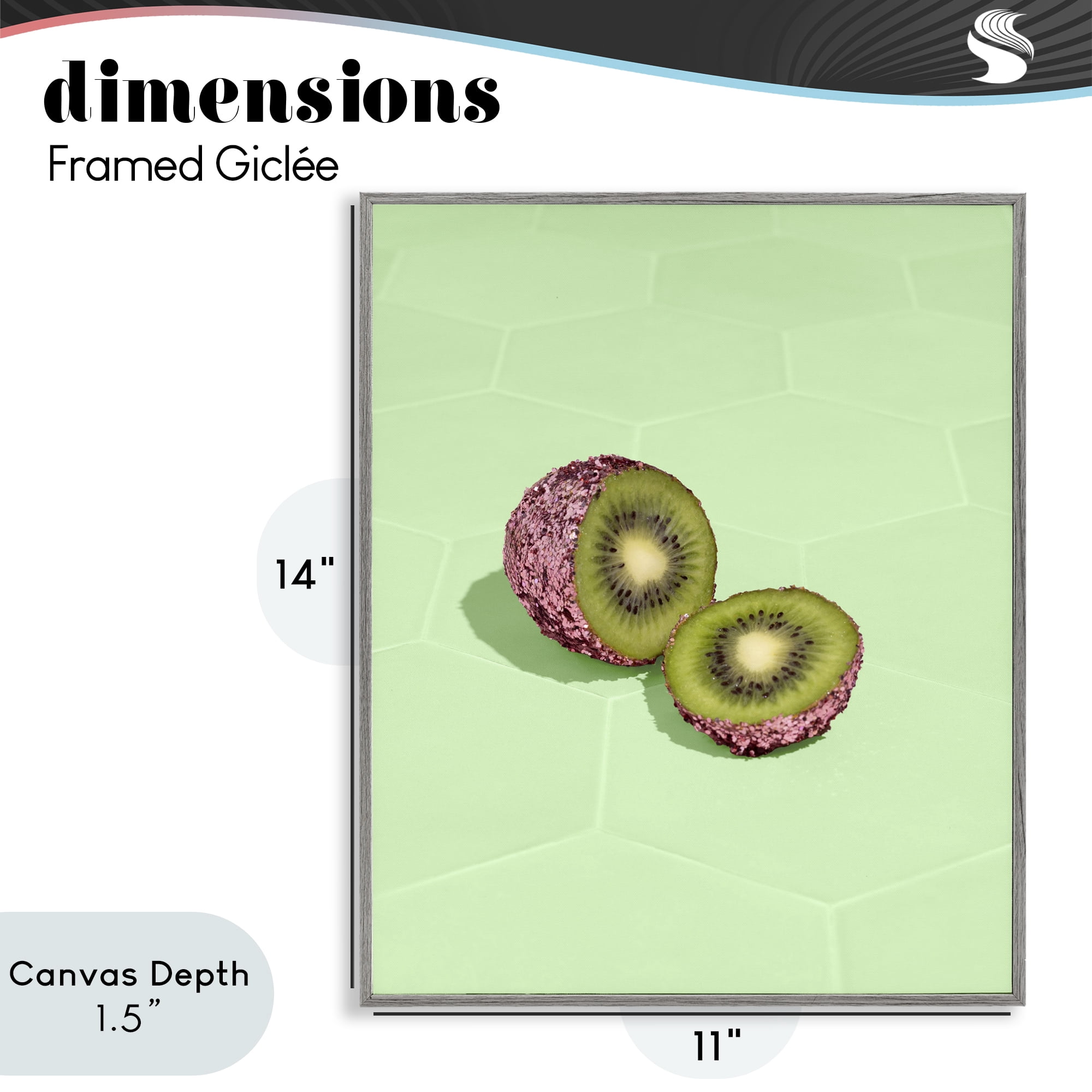 Stupell Industries Green Glimmer Kiwi Gray Framed Giclee Art, design by LISH Creative