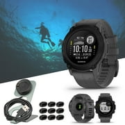 Garmin Descent G1 Dive 45mm GPS Smart Watch (Slate Gray) Bundle with Portable Charger Stand and USB Charging Cable and Charger Port Protectors (9-Pack) (3 Item)