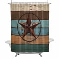 thumbnail image 2 of Texas Star Shower Curtain for Bathroom Decor, Country Star Waterproof Fabric Shower Curtain, 54"x78" Set with 12 Hooks, 2 of 9