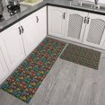 thumbnail image 2 of Colorful Skull Flower Pattern Kitchen Rugs Sets Of 2,Anti Fatigue Kitchen Mat Rugs Non Slip Washable,Decorative Kitchen Floor Mats for Kitchen,Sink,Laundry,17"x30"+17"x47", 2 of 7