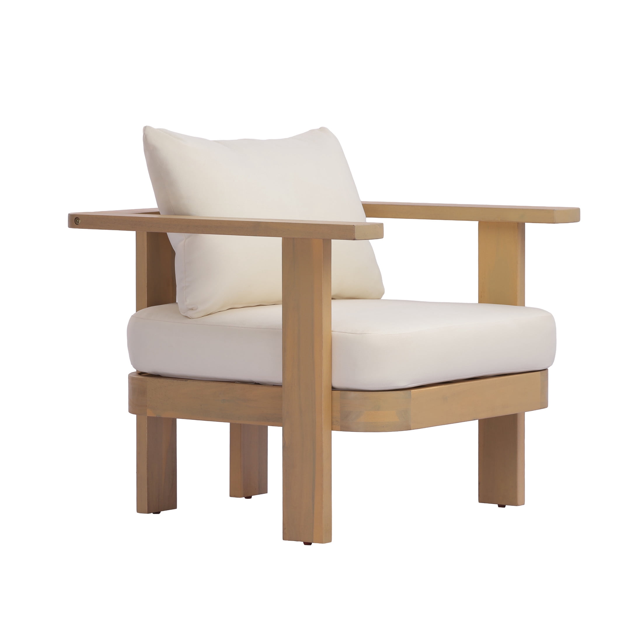 Christopher Knight Home 5-Piece Patio Conversation Set with Cushions, Coffee Table, Light Teak + Cream