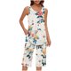 thumbnail image 2 of Conjunto de Verano para las Mujeres Casual Impreso sin Mangas Cuello Redondo Y Pantalones Recortados de Dos Piezas, 2 of 9