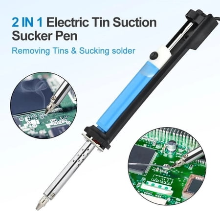 JIAHAOO Blue Desoldering Pump Solder Sucker,30W Power,One-hand Use for PCB Board Solder Removal Electronic Automobile Maintenance DIY Projects