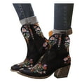 thumbnail image 3 of Babysbule Womens Shoes Women Fashion Embroidered Cowboy Riding Boots Casual Warm Middle Heels Middle Tube Short Boots Shoes, 3 of 9