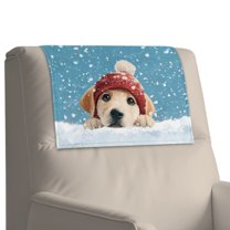 Xixirimido Cute Dog Snow Blue Pattern Non Slip Recliner Headrest Protector Leather Headrest Covers for Recliner Chair Waterproof Couch Head Rest Covers for Sofa, 2Pcs