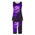 thumbnail image 5 of Tnhcen Halloween Women's Pajama Set Sleeveless Round Neck Tank Top & Capri Pants 2-Piece Loungewear Soft Stretch Sleepwear S-2XL, 5 of 6