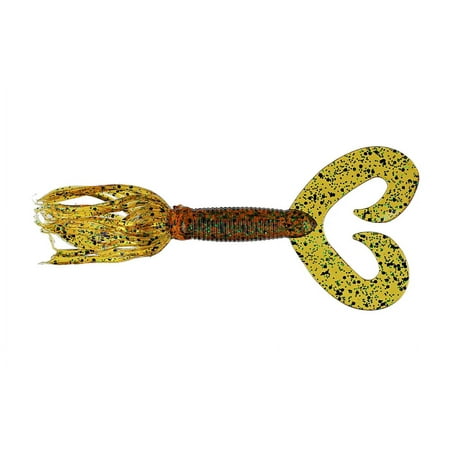 Chompers Skirted Grub Double Tail 4 Root Beer Green