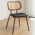 thumbnail image 4 of FOWEOAIU Modern Dining Chairs,Leather Upholstered Side Chairs With Cane Back, Black (Set of 2), 4 of 9