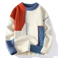 thumbnail image 2 of Chandails Chauds Automne Hiver pour Hommes Mode Col Roulé Patchwork Pulls Nouveaux Vêtements de Rue Coréens Pull Décontracté pour Hommes, 2 of 5