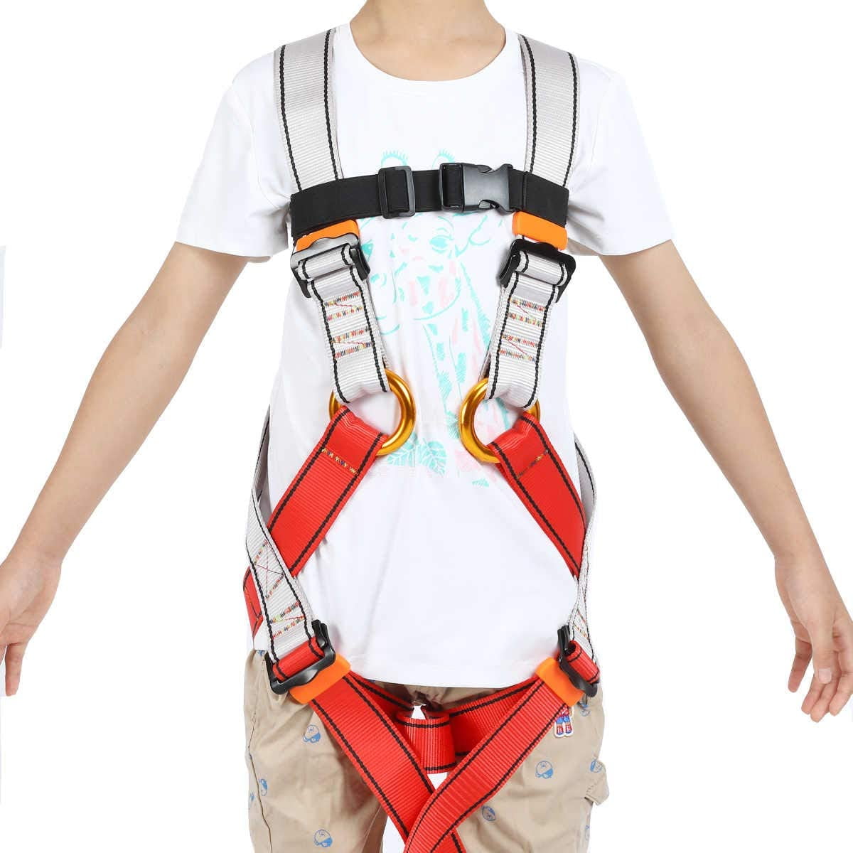 Xben Kids Full Body Harness Youth Safety Comfort Zipline Climbing Harness Belts for Outdoor Expanding Training Caving Rock Rappelling Equip 
