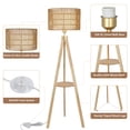 thumbnail image 4 of Lámpara de pie con trípode LAMSU, madera de roble, con estantes, pantalla de ratán, 4 of 9