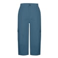 thumbnail image 4 of Lumtrix Cargo Capris For Women Summer Dressy Casual Loose Capri Pants With Pockets High Waisted Work Button Cropped Pant Blue S, 4 of 7