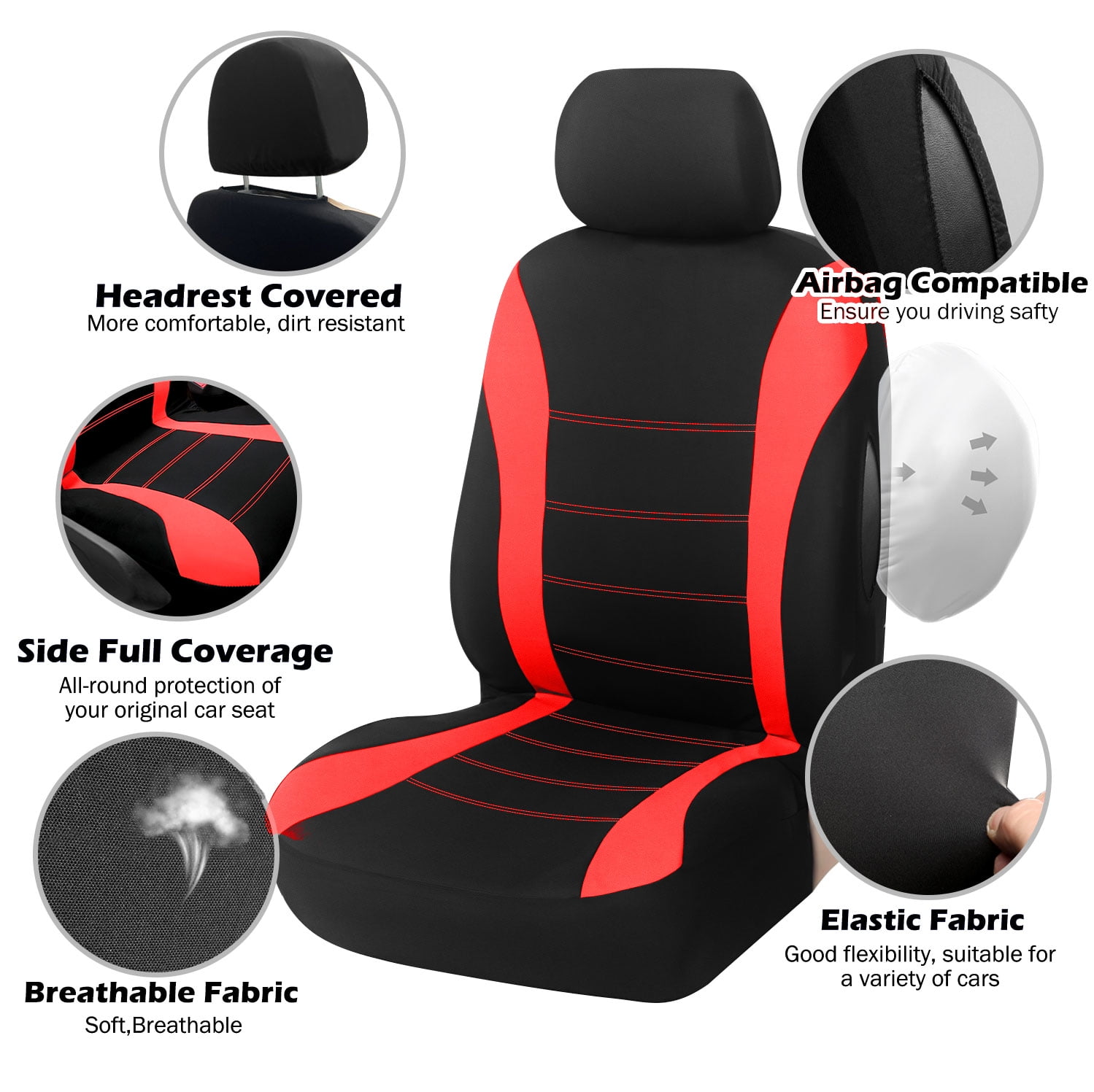 TIANLAIMEI Full Set Car Seat Covers with Steering Wheel Cover and Seat Belt Shoulder Protector Set, Automotive Seat Cushion Car Accessories Fits Most Cars
