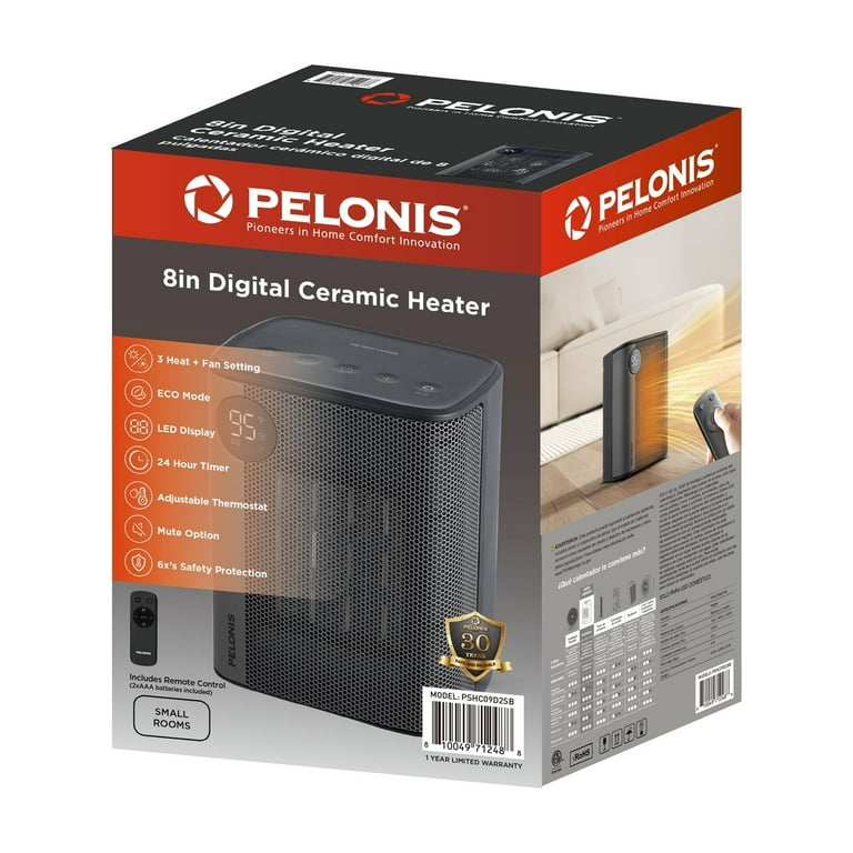 Pelonis PSHC09D2SB Desktop Digital Ceramic Heater with Digital