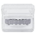thumbnail image 3 of USYFAKGH Hop Grills Set Silver Iced Out Micro Pave Top And Bottom Grillz 8 Teeth, 3 of 8