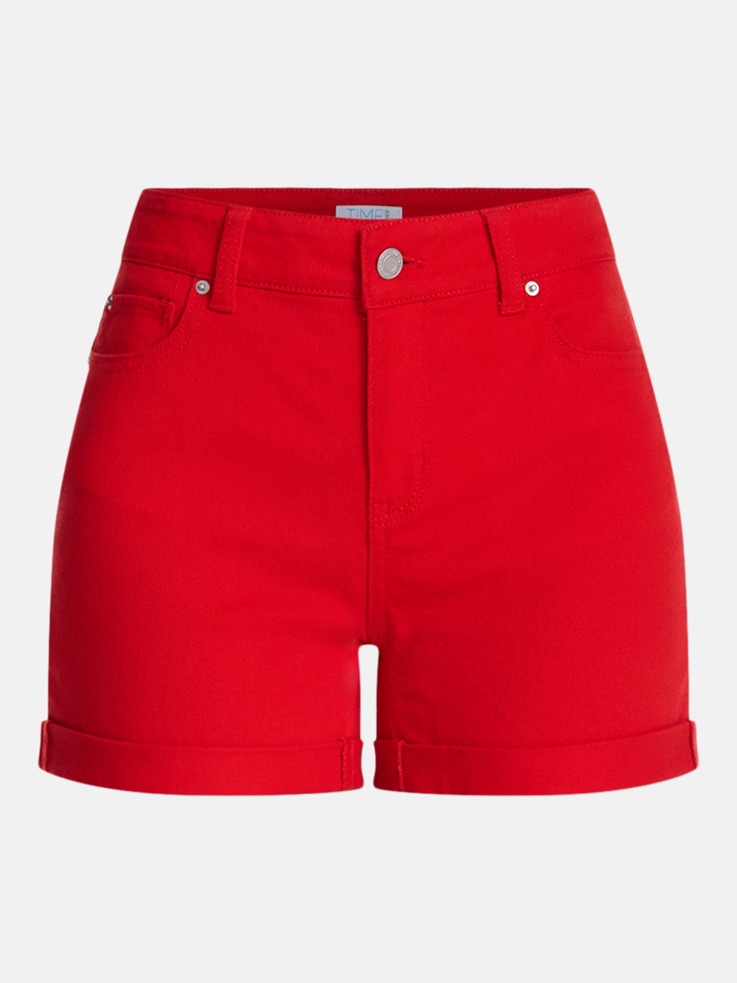 Time and Tru Women's Mid Rise Roll Cuff Denim Shorts, 4" Inseam, Sizes 0-20