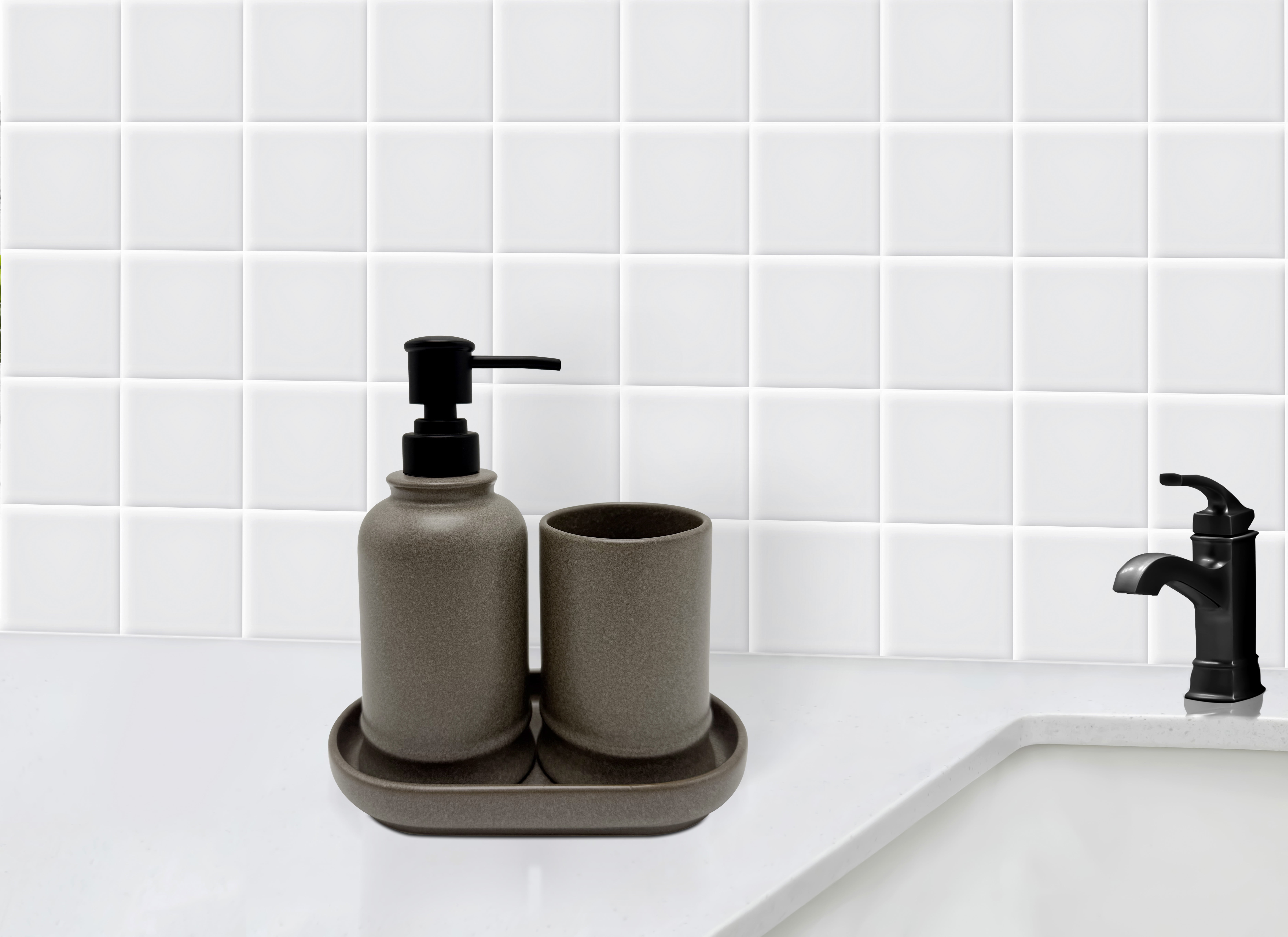 Better Homes & Gardens 3 Piece Bath Set Plain Bathroom Ceramic, Plastic Bathroom Canister Sets
