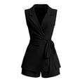 thumbnail image 6 of Likimi Womens Two Piece Set Solid Color Sleeveless V Neck Summer Vest With Shorts Fashion Comfort Outfit Set Black Size L, 6 of 6