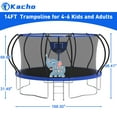 thumbnail image 4 of Kacho Trampoline, Trampoline with Enclosure Net 14FT 1400LBS Trampoline for 3-4 Kids and 2-3 Adults, Trampoline with Basketball Hoop, Ladder, Ball, Light, Sprinkler, Heavy Duty Trampoline, Green, 4 of 8