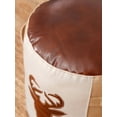 thumbnail image 4 of HANDMADE ECO-FRIENDLY ROUND SHAPED STUFFED CANVAS LEATHER BEIGE GRAY POUF - 16" x 16" x 16", Beige Gray Color, Recycled Cotton Stuffed, Seating Pouf For Living Room, Study Room, Patio & Office, 4 of 7