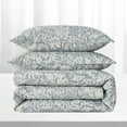 thumbnail image 6 of TELIZ 3-Pieces Floral Green Bluish Grey Leaves Quilt Bedding Sets, Queen, 6 of 6