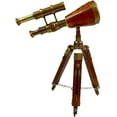 thumbnail image 2 of Maritime Treasures Antique Victorian Brass Leather Telescope Nautical Spyglass with Adjustable Wooden Tripod Stand, 2 of 3