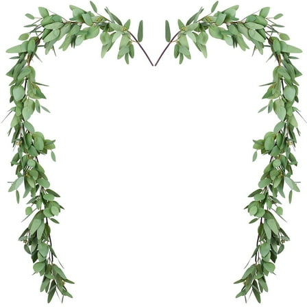 Coolmade 5.5Ft 2 Pack Greenery Garland, Artificial Vines Faux Eucalyptus Leaf Table Garland Artificial Eucalyptus Garlands Wedding Backdrop Arch Wall Decor
