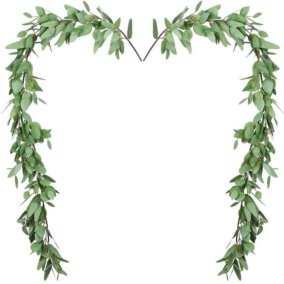 Coolmade 5.5Ft 2 Pack Greenery Garland, Artificial Vines Faux Eucalyptus Leaf Table Garland Artificial Eucalyptus Garlands Wedding Backdrop Arch Wall Decor