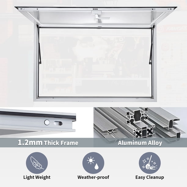 VEVOR Ventana de concesión de 74 x 40 pulgadas, puerta de ventana de servicio con cerradura de horquilla de doble punto, puerta de toldo de concesión de hasta 85 grados para camiones de comida