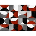 thumbnail image 3 of Irregular Circle Print Area Rugs, Cherry Red Gray White Color Blocks Abstract Geometry Indoor Non-Slip Rugs, Indoor Mats 3ft x 5ft, 3 of 6
