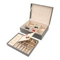 thumbnail image 3 of Unique Bargains 2 Layer Jewelry Box PU Leather Jewelry Organizer Case Storage with Drawer Grey, 3 of 8