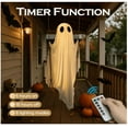 thumbnail image 6 of Halloween Decorations Outdoor - 5FT Large Hanging Ghost Swing with Remote Control String Lights & Upgraded Sheet, Scary Ghost Halloween Party Decor Outside for Tree Porch Yard Garden Lawn, 6 of 9